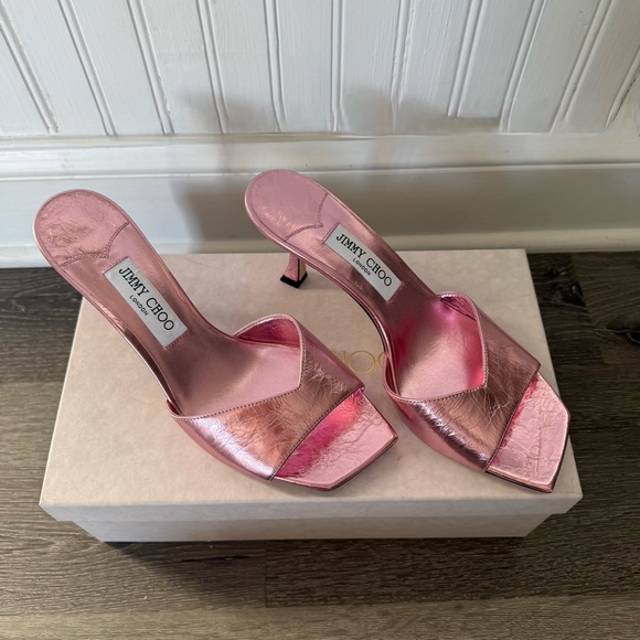 ❗️SOLD❗️JIMMY CHOO SKYE 70 MULE - ROSE METALLIC - Picture 4 of 8